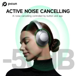 Picun F6 ANC Wireless Headphones – 52dB Noise Cancelling, 3D Spatial Audio, Head Tracking, 120H Battery, Bluetooth 5.4