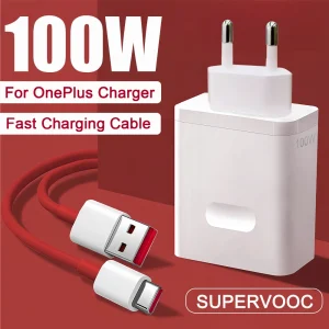100W SuperVOOC Fast Charger – USB-C Power Adapter with Cable for OnePlus (US/EU Compatible)